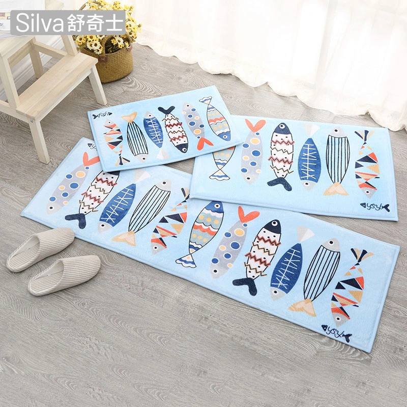 Anti-Slip Water Absorb Flannel Printed Door Mat Memory Foam Bath Mat