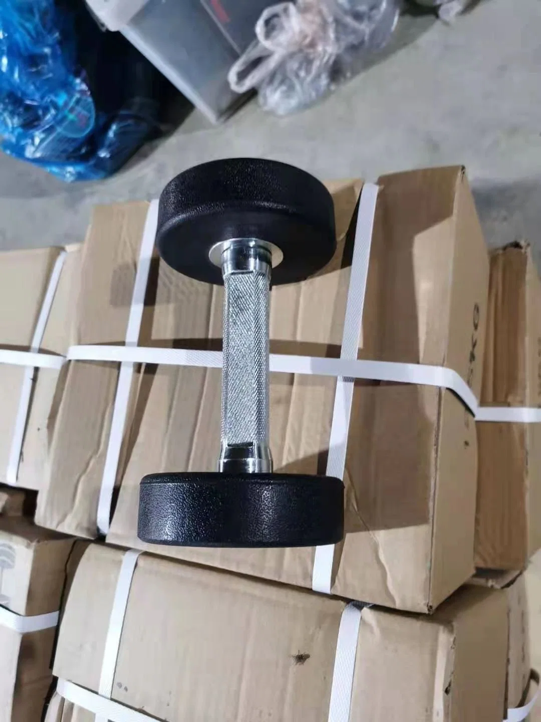 Fixed Black Rubber Dumbbell