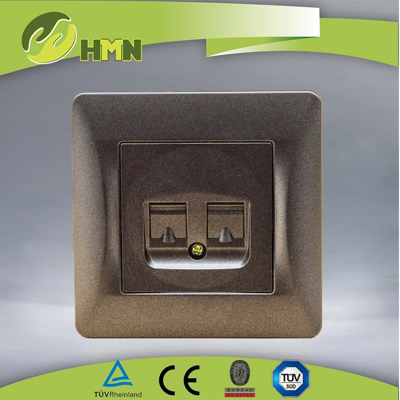 EU standard PC material double RJ11 Double Telephone socket