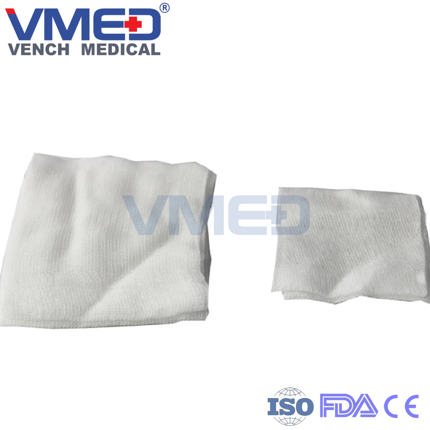 Medical Disposable Absorbent Cotton Gauze Swab Non-Sterile with Without X-ray Unfolded Edge