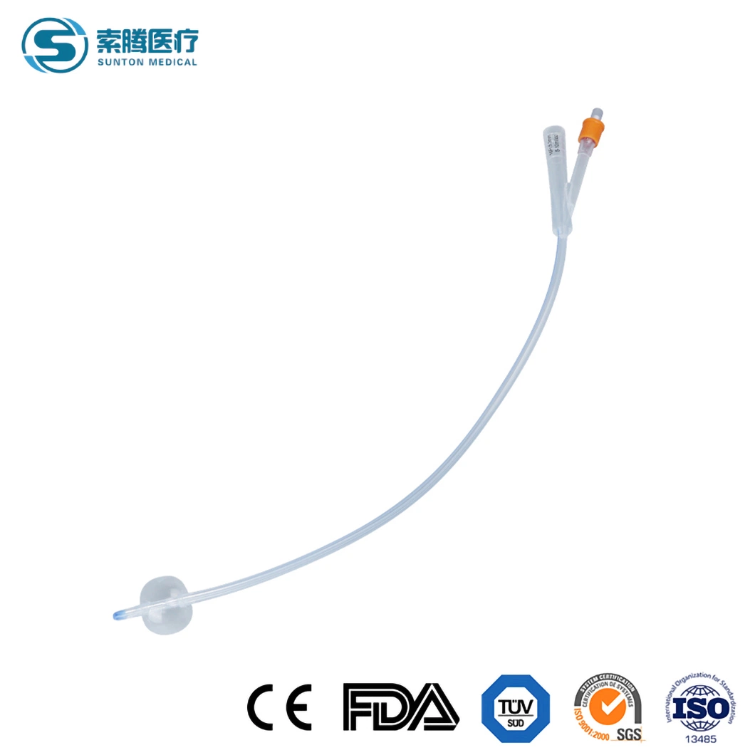 Sunton China Silicone Coated 3-Way Double Balloon Latex Foley Catheter Factory Sample Available Silicone (2-Ways 3-Ways) Color Coded Foley Catheter