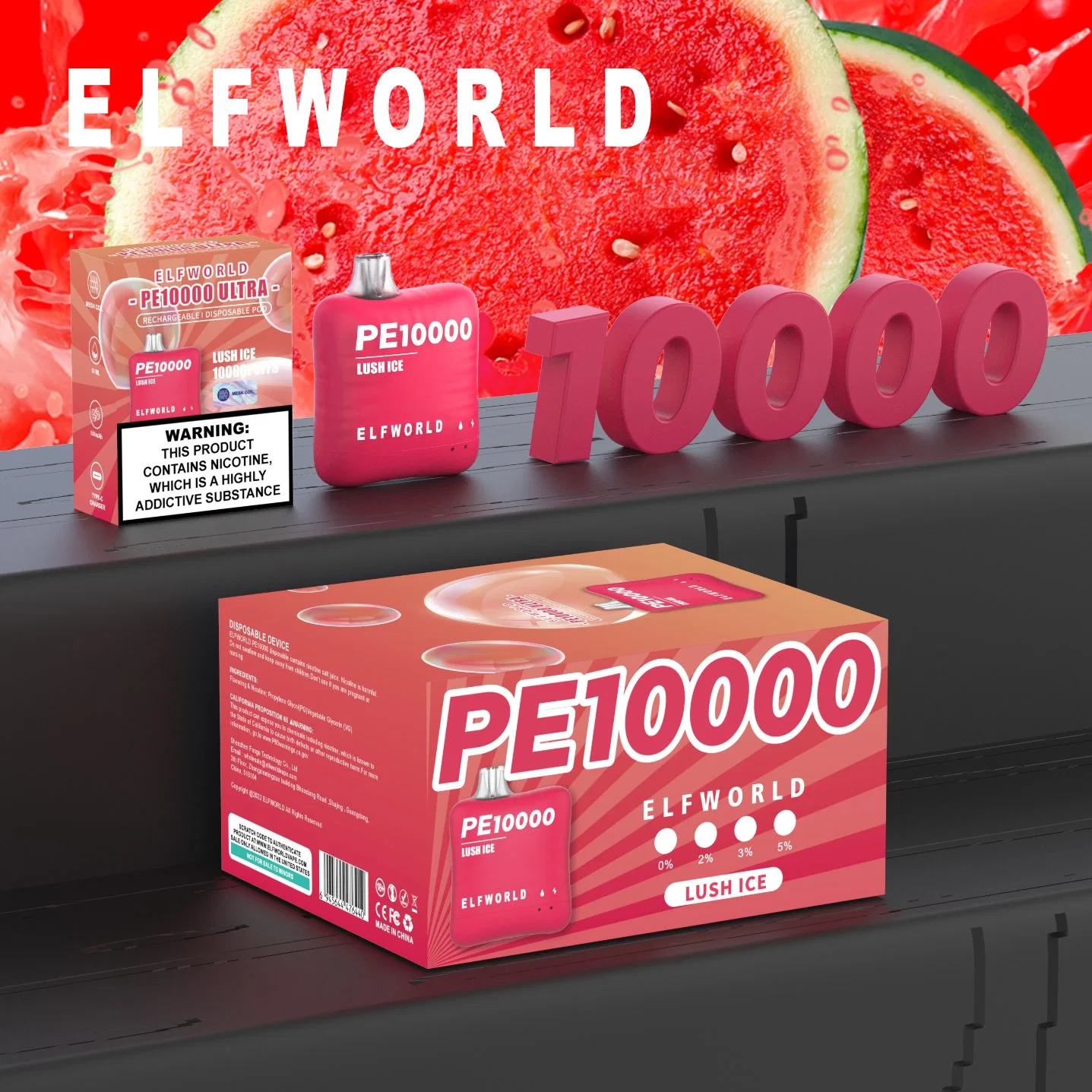 Original 14 Flavors Available Elf World PE 10000 Puffs Type-C Rechargeable 10K Puffs Wholesale Disposable Vape E Cig