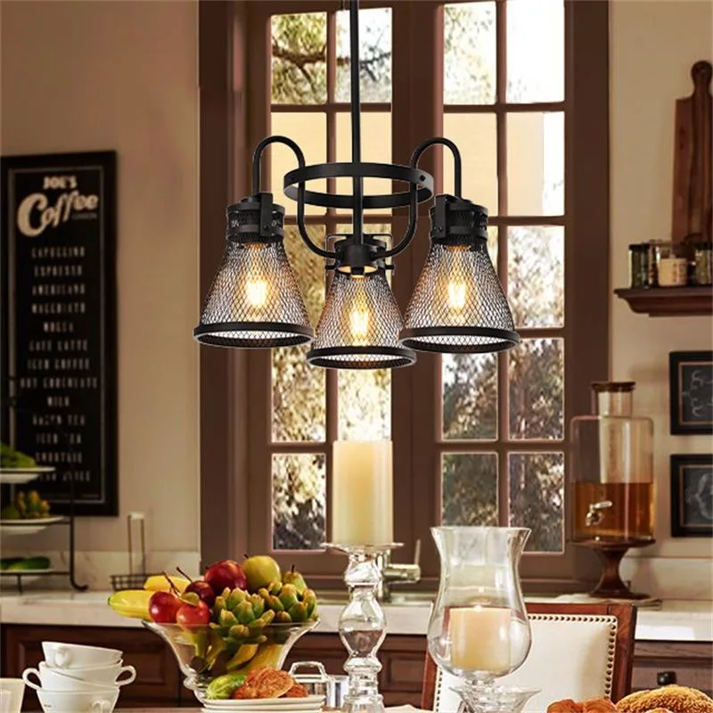 Nordic Industrial 3 Head Black Decorative Lighting LED Pendant Light