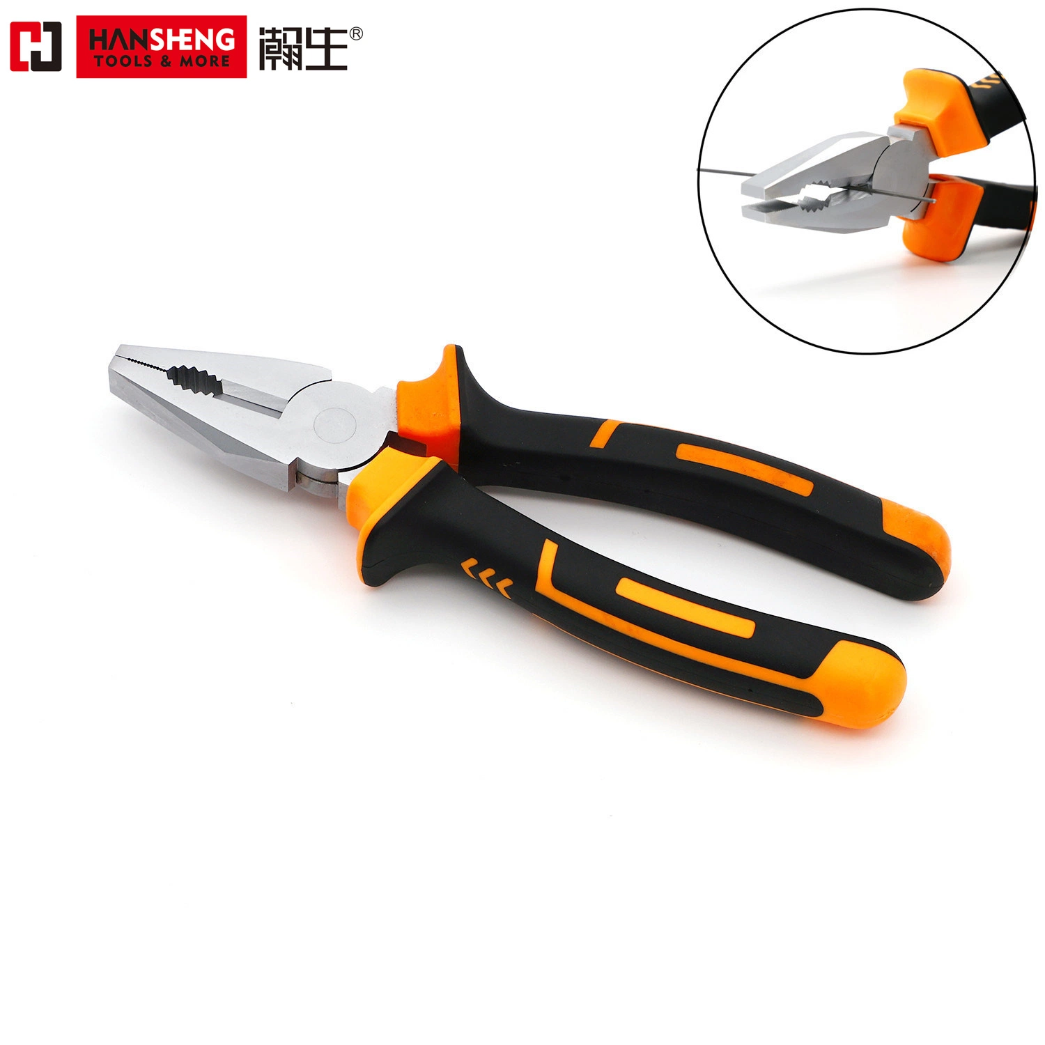 Professional Combination Pliers, 6", 7", 8" Made of Cr-V, Heat Treatment, Pearl-Nickel Plated, Nickel Plated PVC Handles, German Type, High quality/High cost performance 