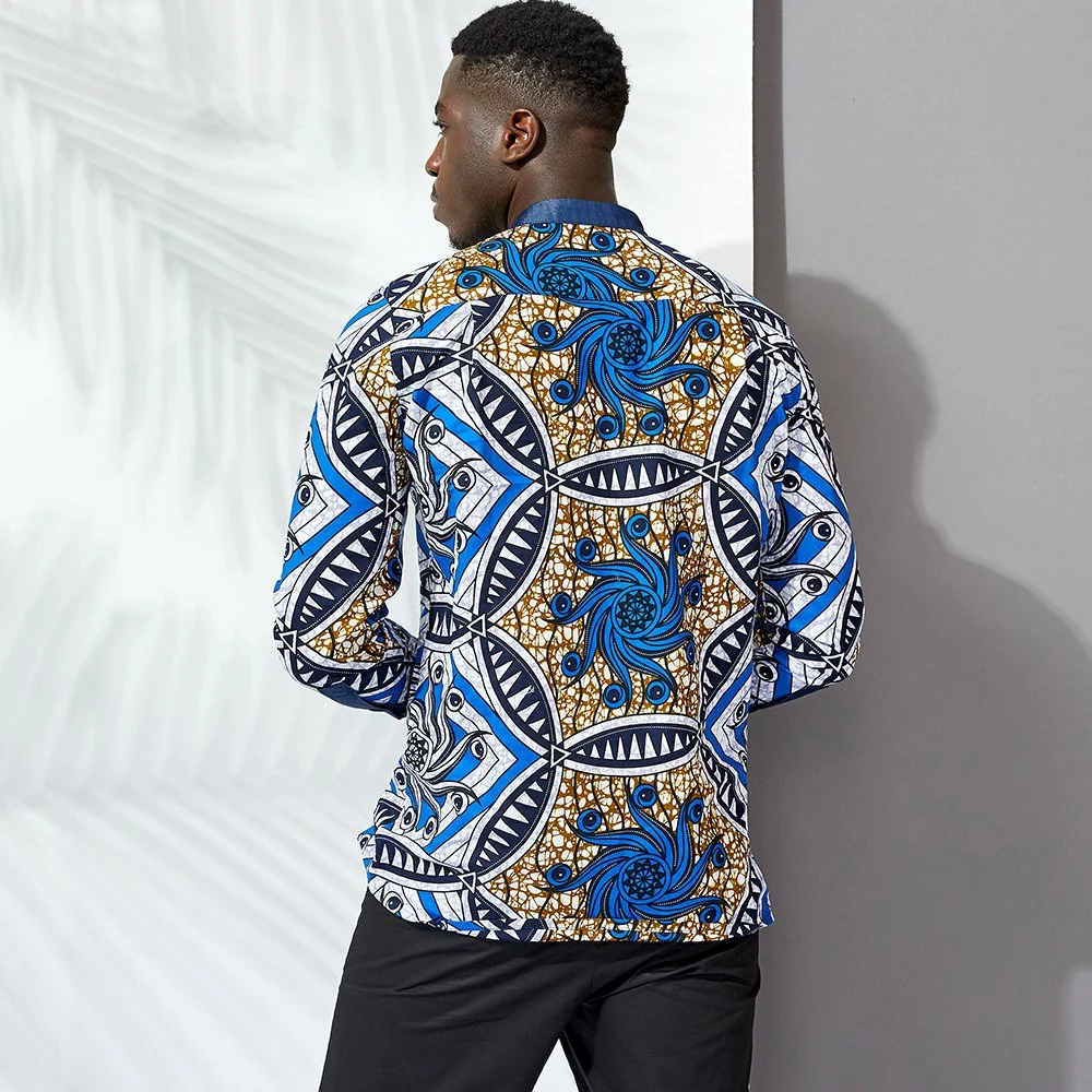 African Print Ethnic Style Men Long Sleeve Shirt Couple Wear