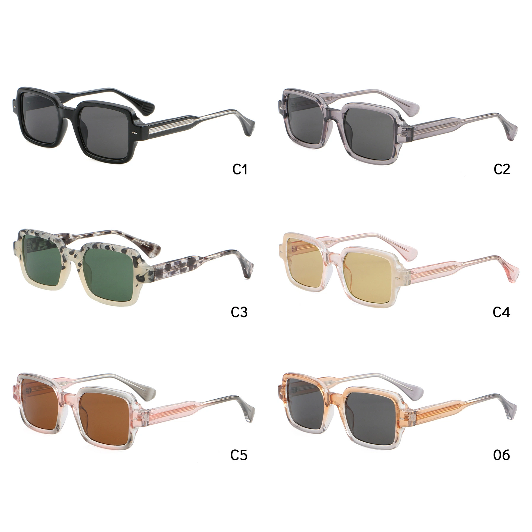 Wholesale/Supplier New Fashion Square Frame Shades Europe and The United States Retro Rivet Pin Sun Glasses Custom Design Sunglasses