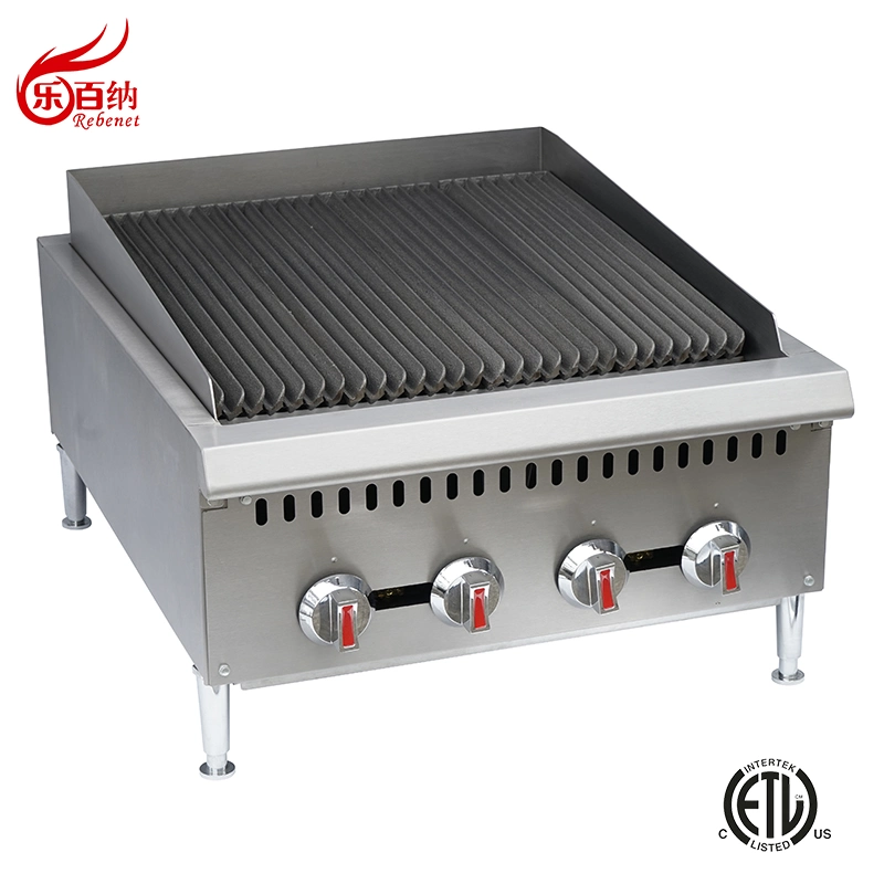 Kitchen Equipment Commercial 24" Gas BBQ Lava Rock Char Radiant Broiler Grill in Stainless Steel (GCB-24)