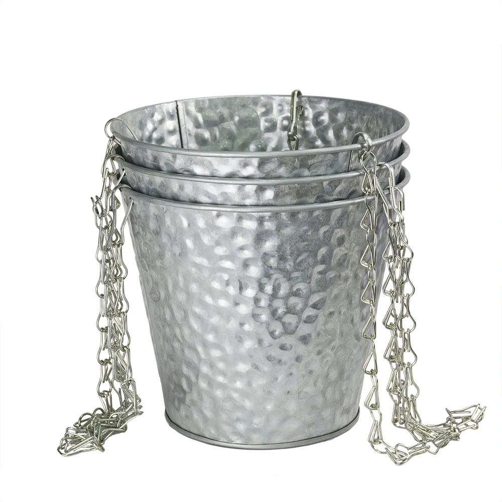 Metal Flower Pot Hanghing Planter with Chain for Gardening