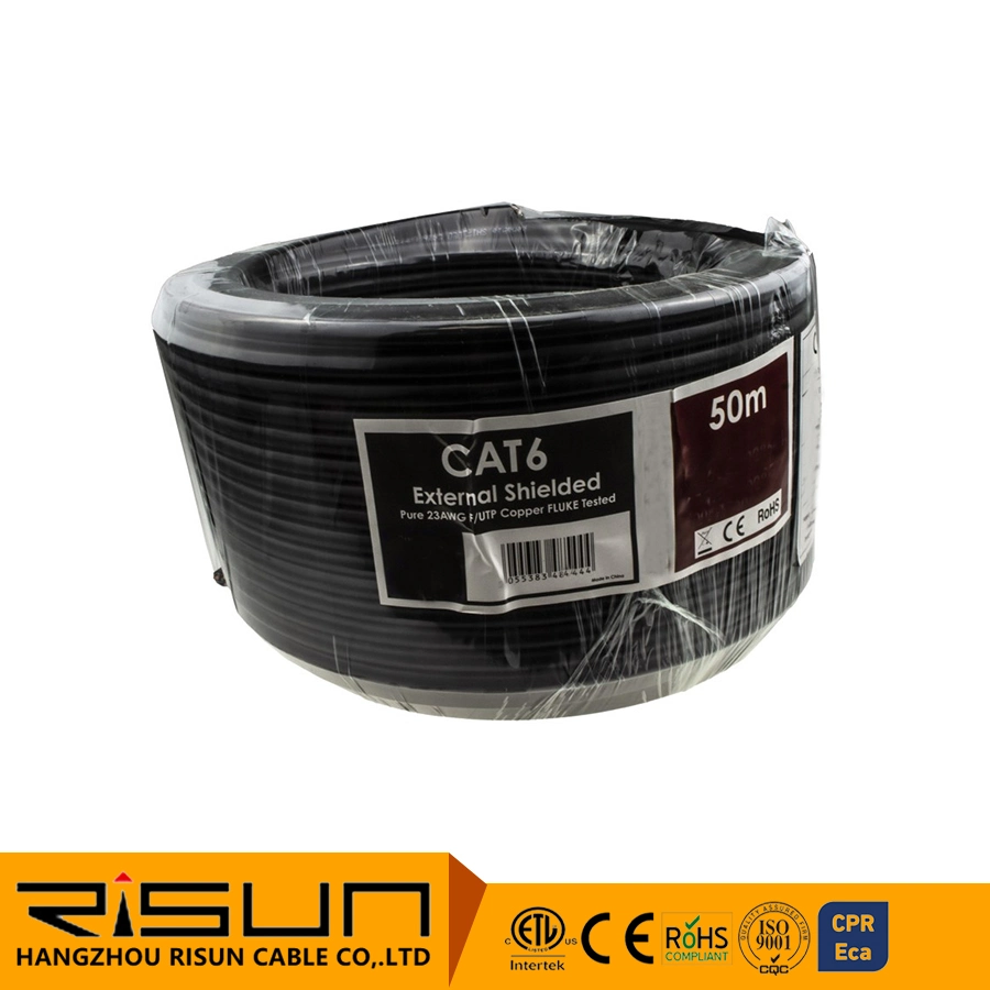 Câble Ethernet cuivre en bobine FTP blindé externe CAT6 pour utilisation en extérieur 50 m.