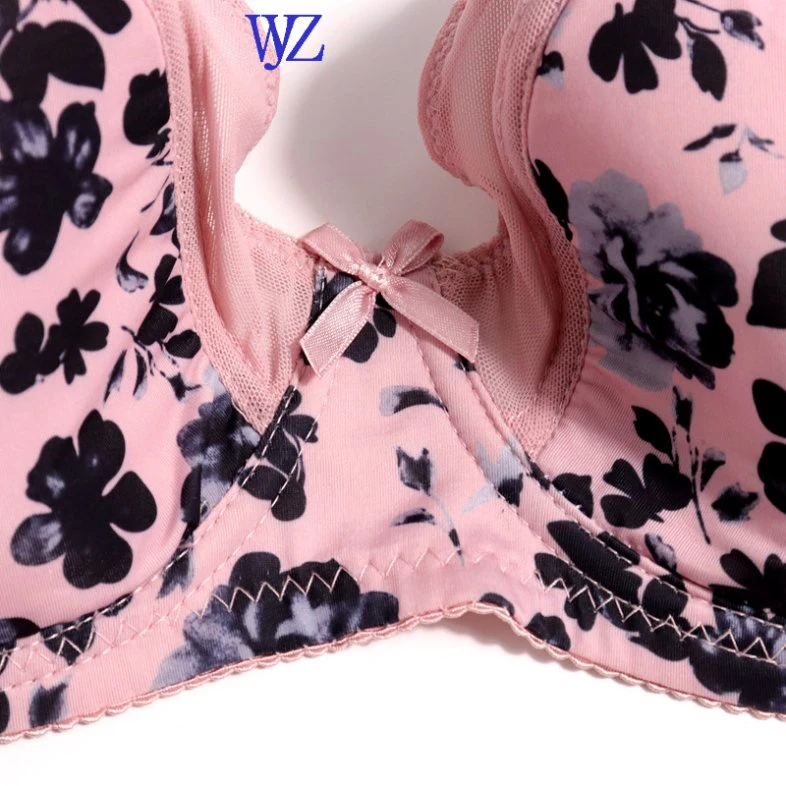 Women's Sexy Underwear Plus Size Bra with Printing Fabric for Ladies