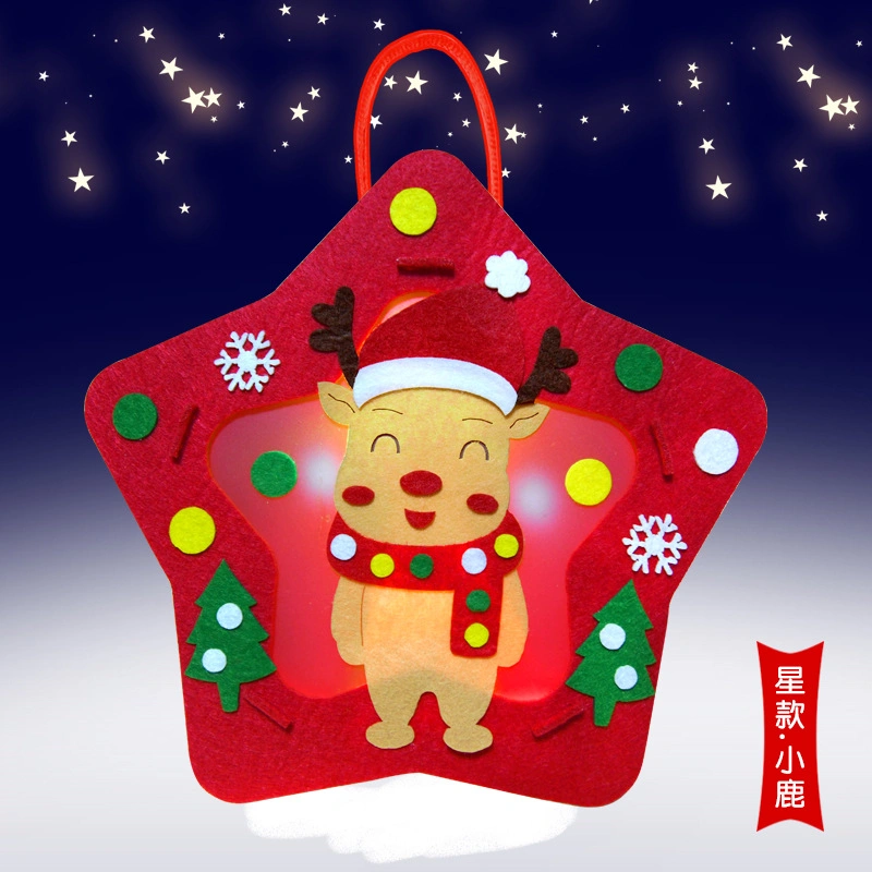 Christmas Lantern Kindergarten Creative Cartoon Portable Luminous Lantern Children DIY Handmade Decoration