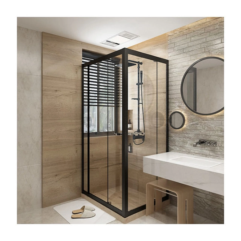 Modern Glass Shower Screen Room Door with Black Frame and Tempered Clear Glass for Bathroom Enclosure Room Door Cabin Cubicle