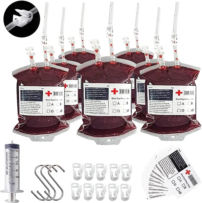 Wholesale Transparenthalloween Blood Bag Ornament Props Bag Medical PVC Reusable