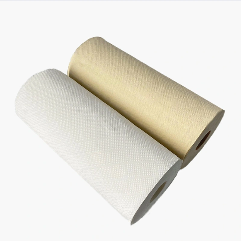 Nature Bamboo Virgin Pulp Embossed Kitchen Tissue Paper Roll, Strong Water Absorption Soft Bamboo Kitchen Paper Towel Restaurant Towel