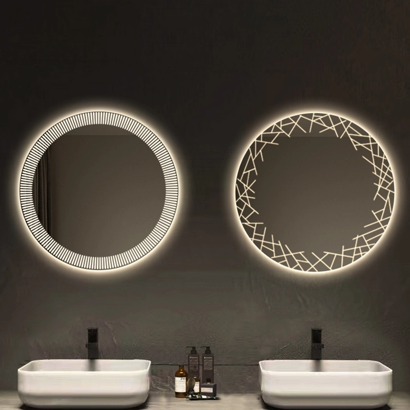 Salle de bains miroir rond Smart Smart LED très clair de la voix de brouillard monté sur un mur miroir avec lumière