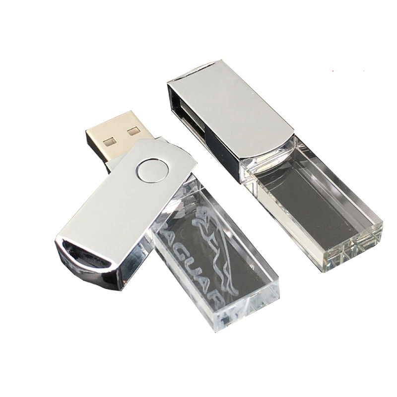 Lápiz USB de cristal giratorio para Mayorista/Proveedors Memory Stick con LED Luz