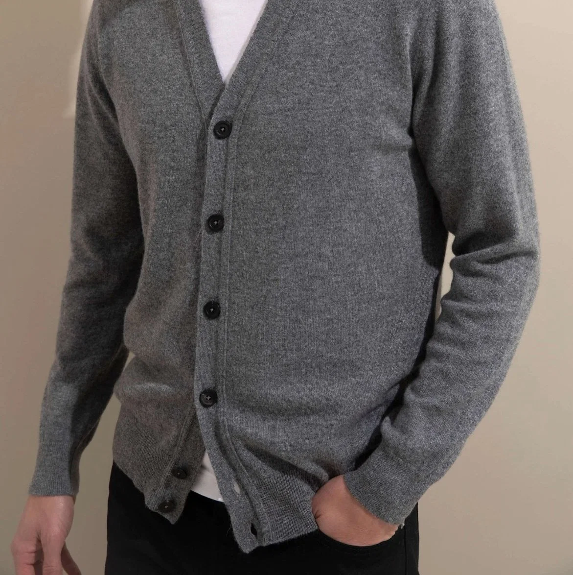 وصول جديد Wool Cashmere Clasic الرجال نترات كارديجان سويتر