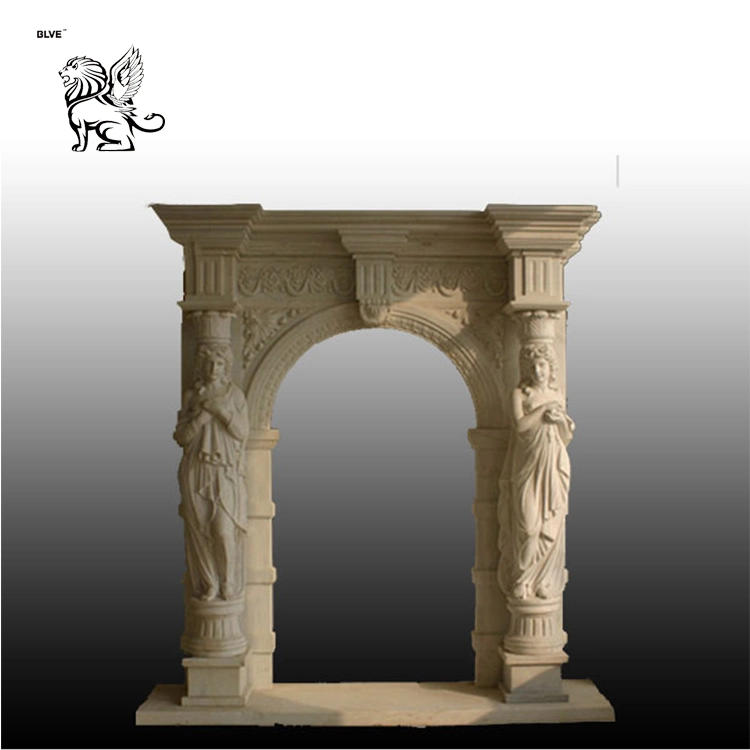 Flower Carved Hall Ornamental Marble Door Frame Mdfy-08