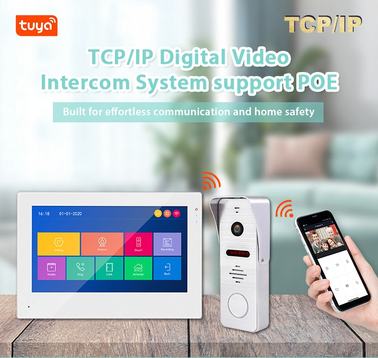Intercomunicador Tuya Video Door Telefone TCP/IP Video Intercom Doorbell System