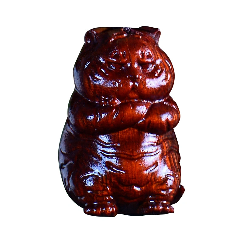 Red Sandalwood Carved Small Tiger Keychain Decorations for Car Decoration