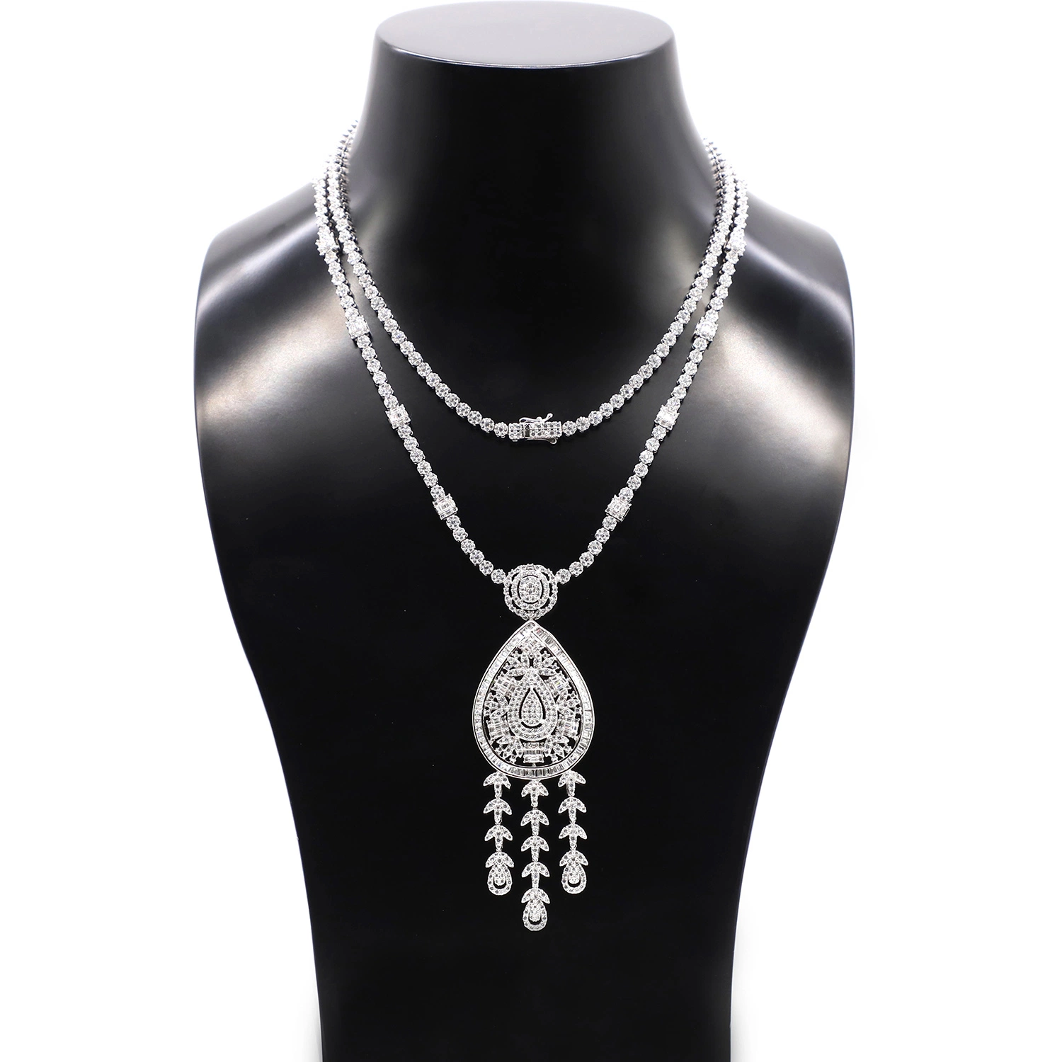 Arabic Style 925 Sterling Silver with Rhodium Plating Long Necklace Fashion Jewelry