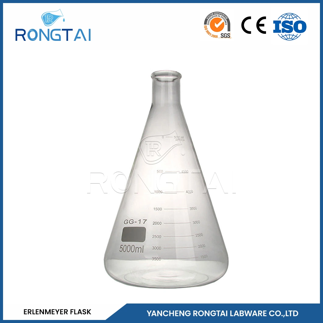 Rongtai Erlenmeyer flacon avec Cork Fabricants Conical Flask Glass Chine Flacon Erlenmeyer de 250 ml à col large