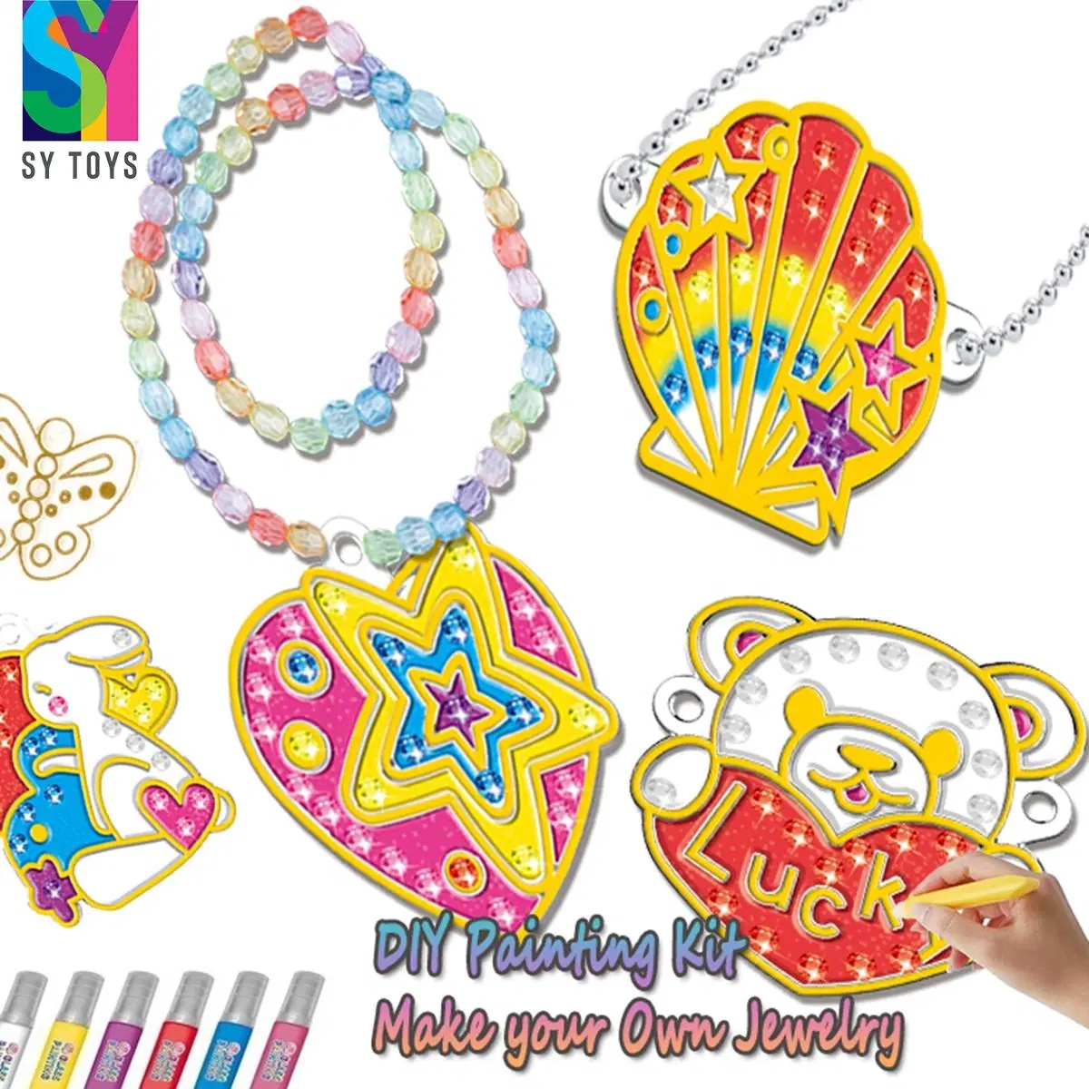Sy DIY Toys for Kids Art and Craft Set Kids Art Set Painting Jewelry Girls Window Art Drawing Toys for Kids DIY Set