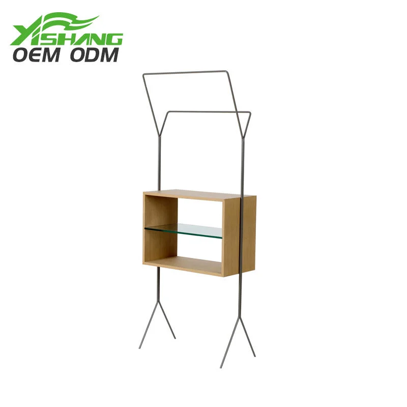 Tienda OEM Ropa Femenina de la pantalla de madera de estantes de pared Rack