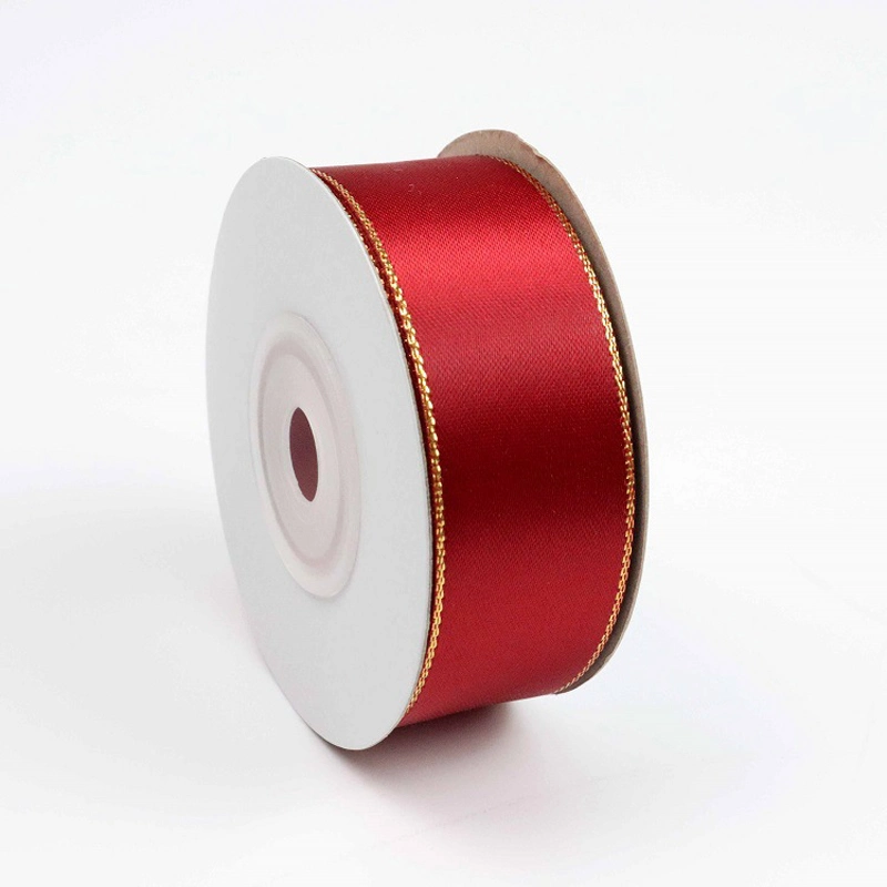 Single Face Double Face Polyester Silk Satin Ribbon Wholesale/Supplier Satin Ribbon with Metallic Edge Suppliers