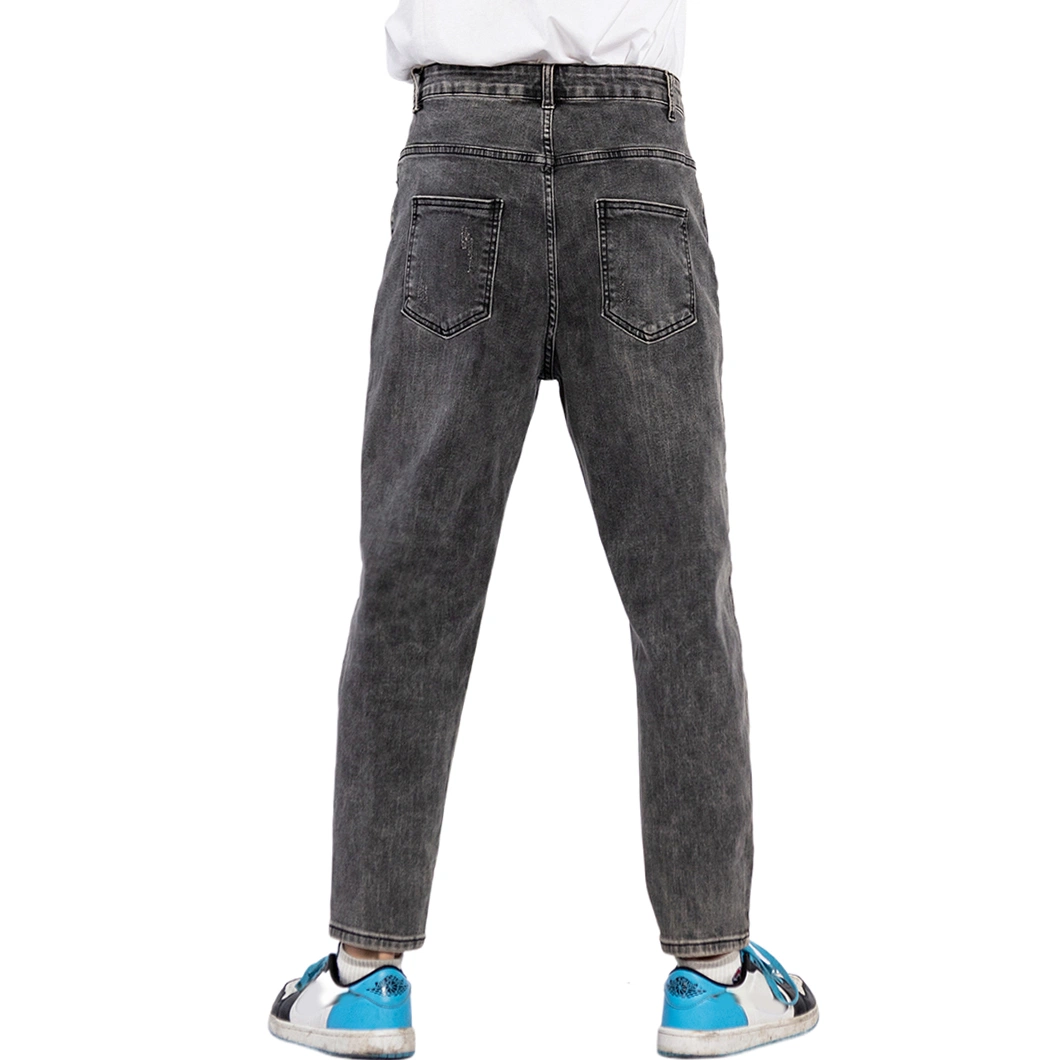 Brand Logo Printing Graphic Grey Tapered Fashion Men's Jean