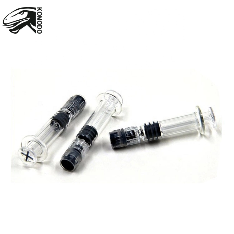 En stock remplie au préalable de l'huile Vape seringue pour injection en verre de 1 ml