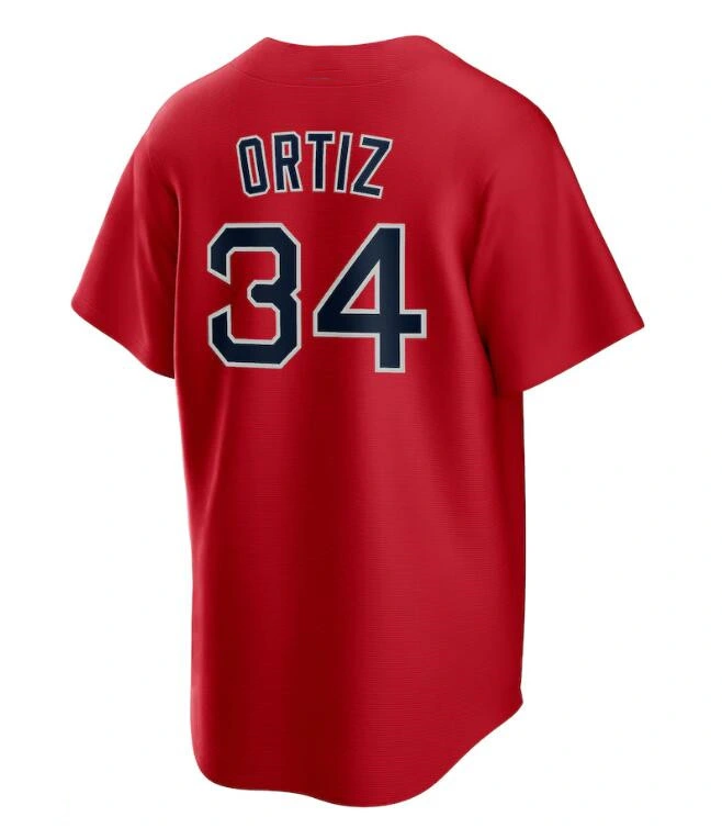 Mayorista chino Boston Stitch 34 David Ortiz Blanco Rojo Azul Camiseta de béisbol Gary Yellow