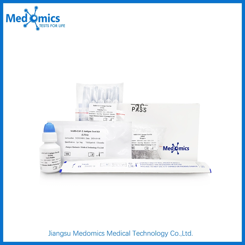 Medomics Rapid Antigen Diagnostic Test Kit (LFIA) for C-O-R-O-N-a Virus W/CE Mark & Whitelist (20/box)