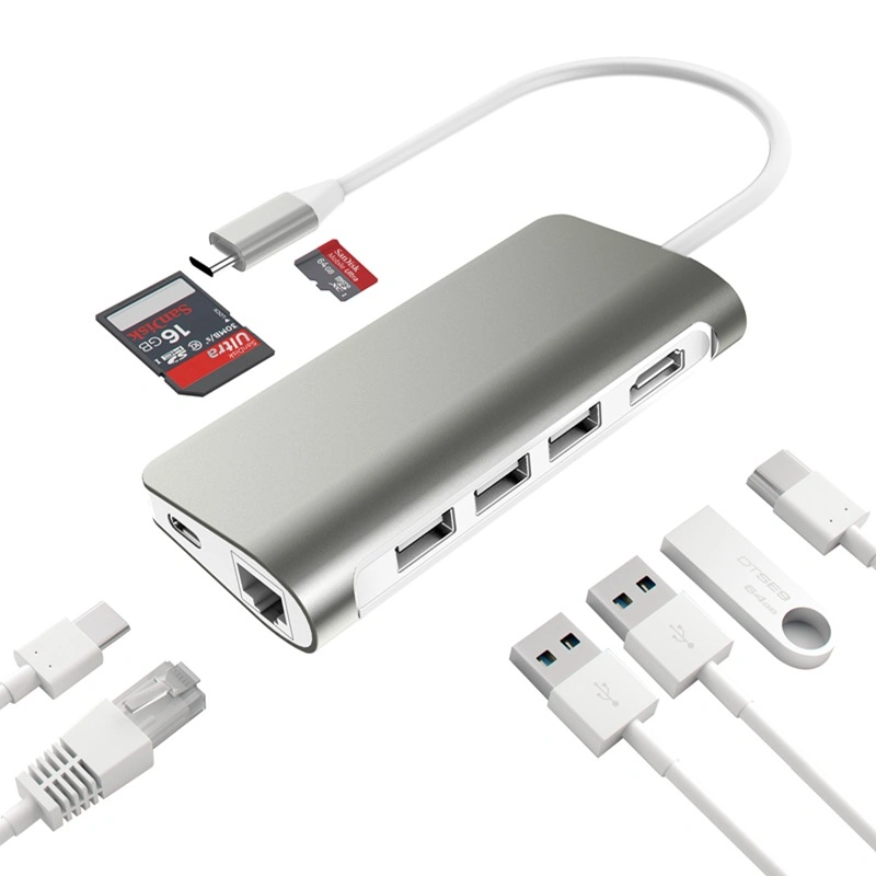 3 adaptateur multiport USB 8 en 1 concentrateur 3.1 de type C.