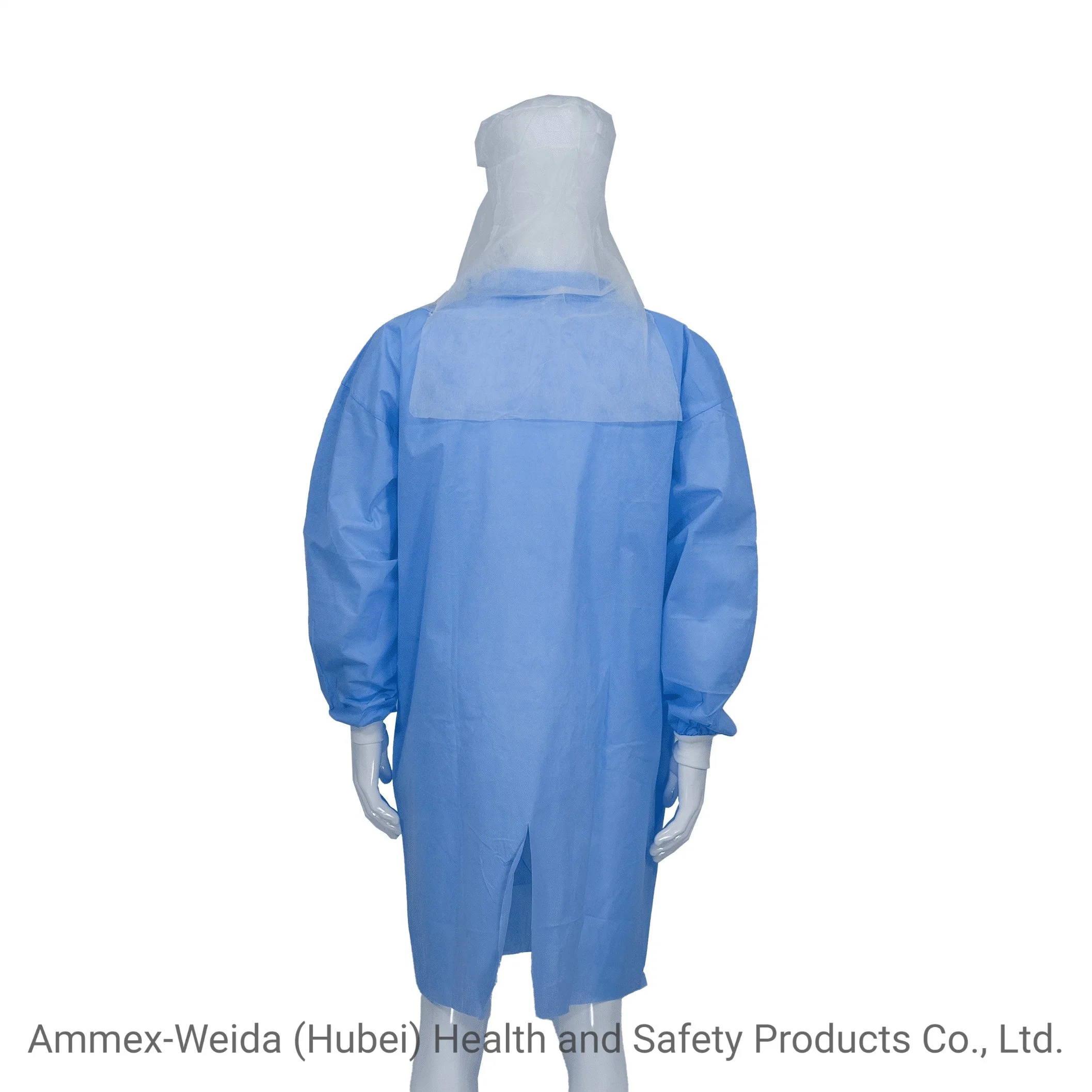 Wholesale/Supplier Disposable Medical Use Lab Coat with Snaps Closure Adult Use Long Sleeves Dust Coat