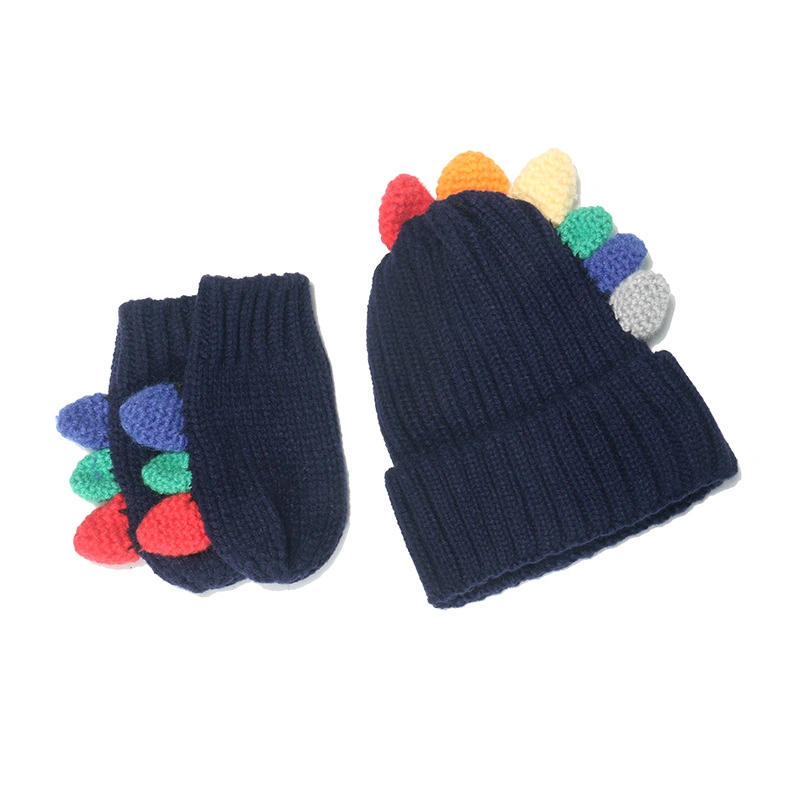 Gorro de punto para niños conjunto Guantes Cartoon invierno caliente Gorra para sombreros de moda para niñas