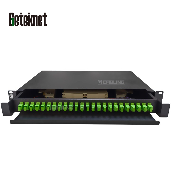 Gcabling Sc LC 24/48 Fibers ODF FTTH Fiber Patch Panel with Sliding Rail