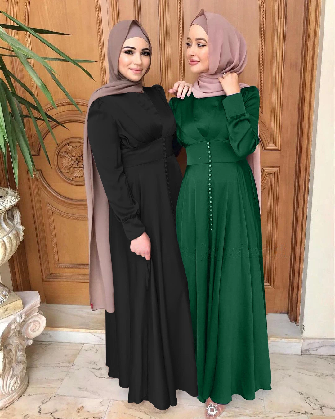 Mayorista/Proveedor de Hijab Ropa Modesta Musulmana Islámica Vestidos de Manga Larga de Seda para Mujeres Ropa de Moda Fábrica