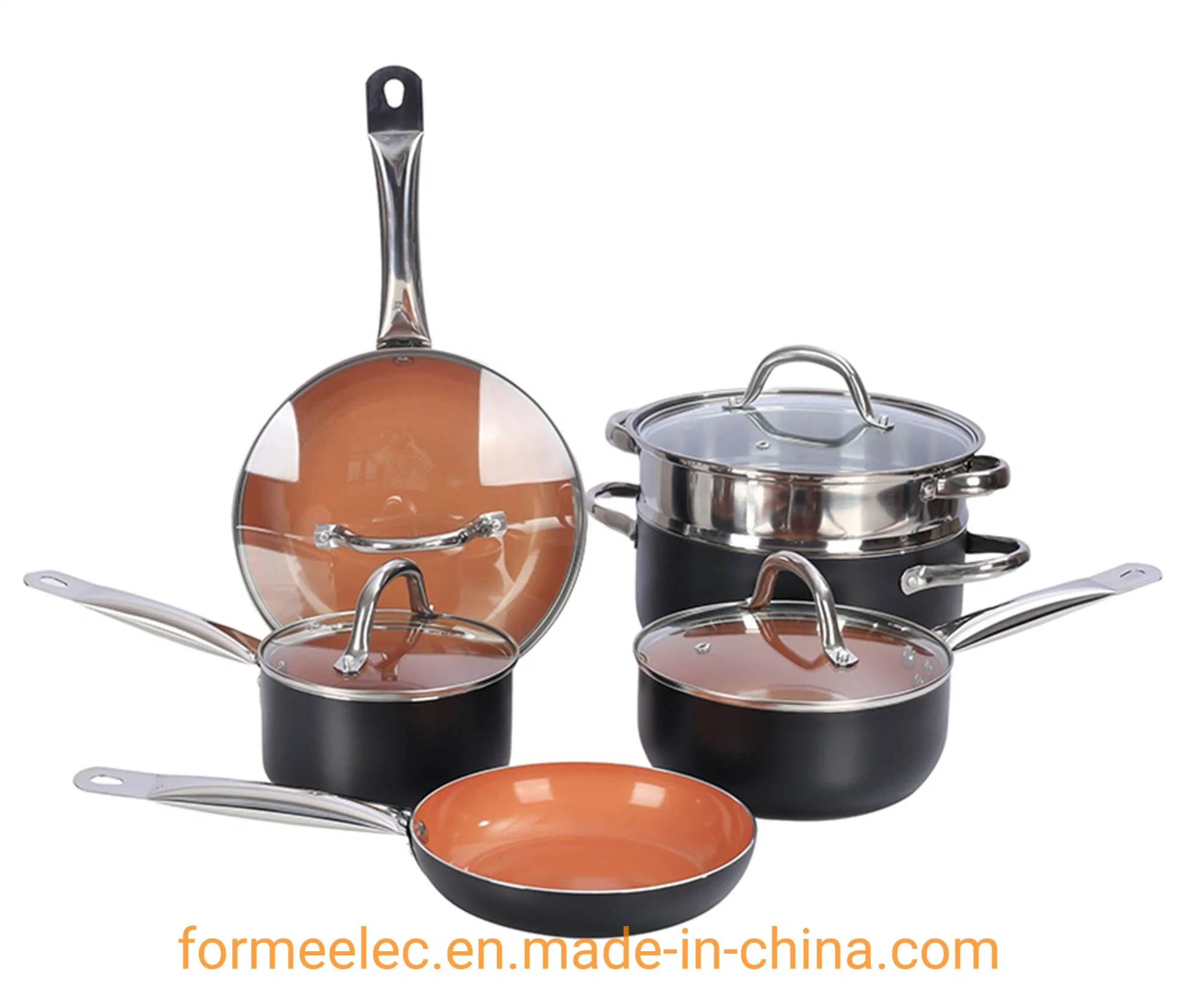 Doble fondo sartén Sartén Saucepot vaporizador cazuela 10 Piezas Set utensilios de cocina establecido