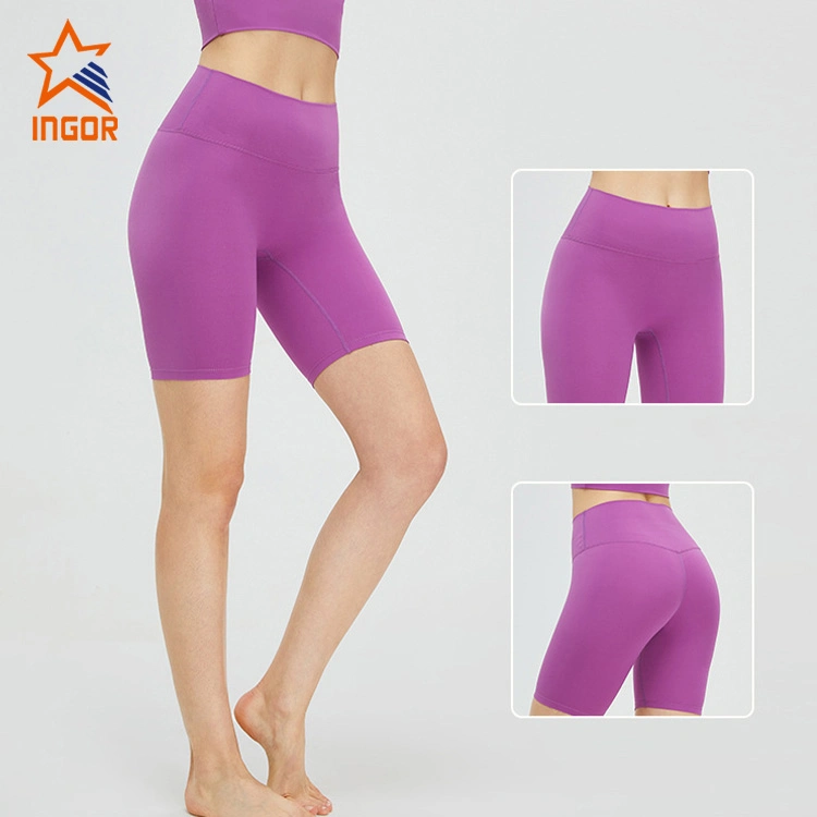 Ingor Sportswear Custom Fitness Gym Wear Clothing OEM ODM Women Outdoor Quarter Women's High Waist Hip Lift Yoga Pants Tight Fit, Quick Dried Yoga Shorts
