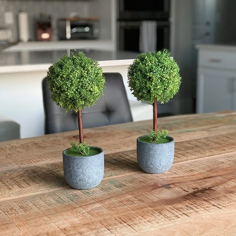 5' Artificial Boxwood Topiary Ball Tree in Pot for Indoor Home Decor (Set of 2) Plant