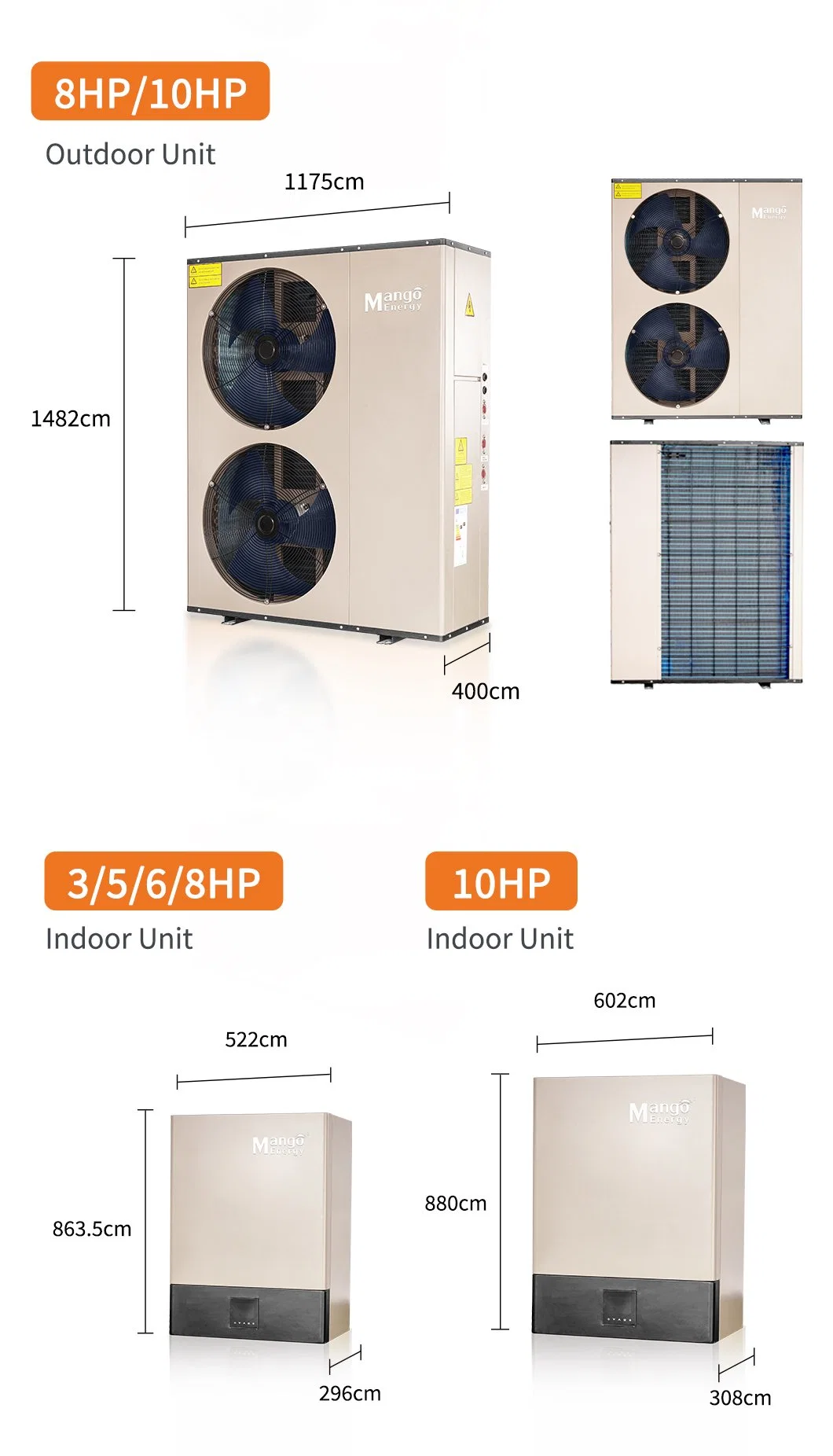 La alta Cp &amp; ruido bajo cc Split Inverter Bomba de Calor Aire A Agua 20kw WiFi