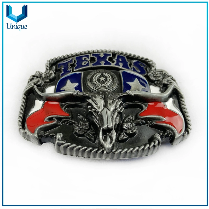 High 3D Cow Logo Metal Buckle, Metal Crafts Manufacturers Solid Brass Name Western Parts Custom Belt Buckle