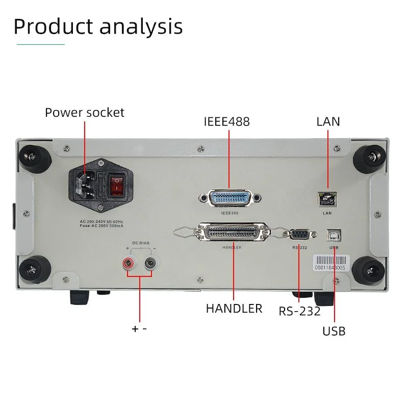 Medidor LCR con 500kHz precisión: el 0,05%, de frecuencia constante ajustable, paso de 1MHz, pantalla de 6 1/2