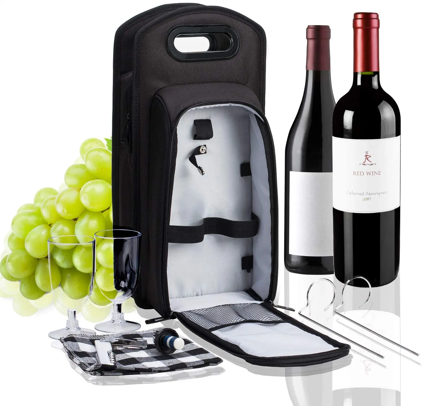 Wine Travel Bag and Insulated Wine Carrier Tote Carrying Cooler Bag