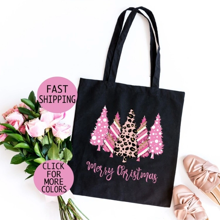 Canvas Shopping Bag Christmas Decoration Gift Bag Can Be Customized Cartoon Tote