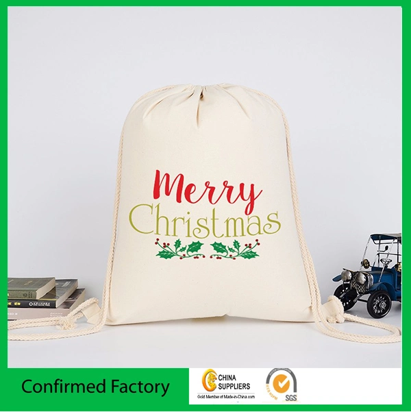 Muslin Cotton Packaging Bag with Double Drawstring Logo Printing Cotton Pouch