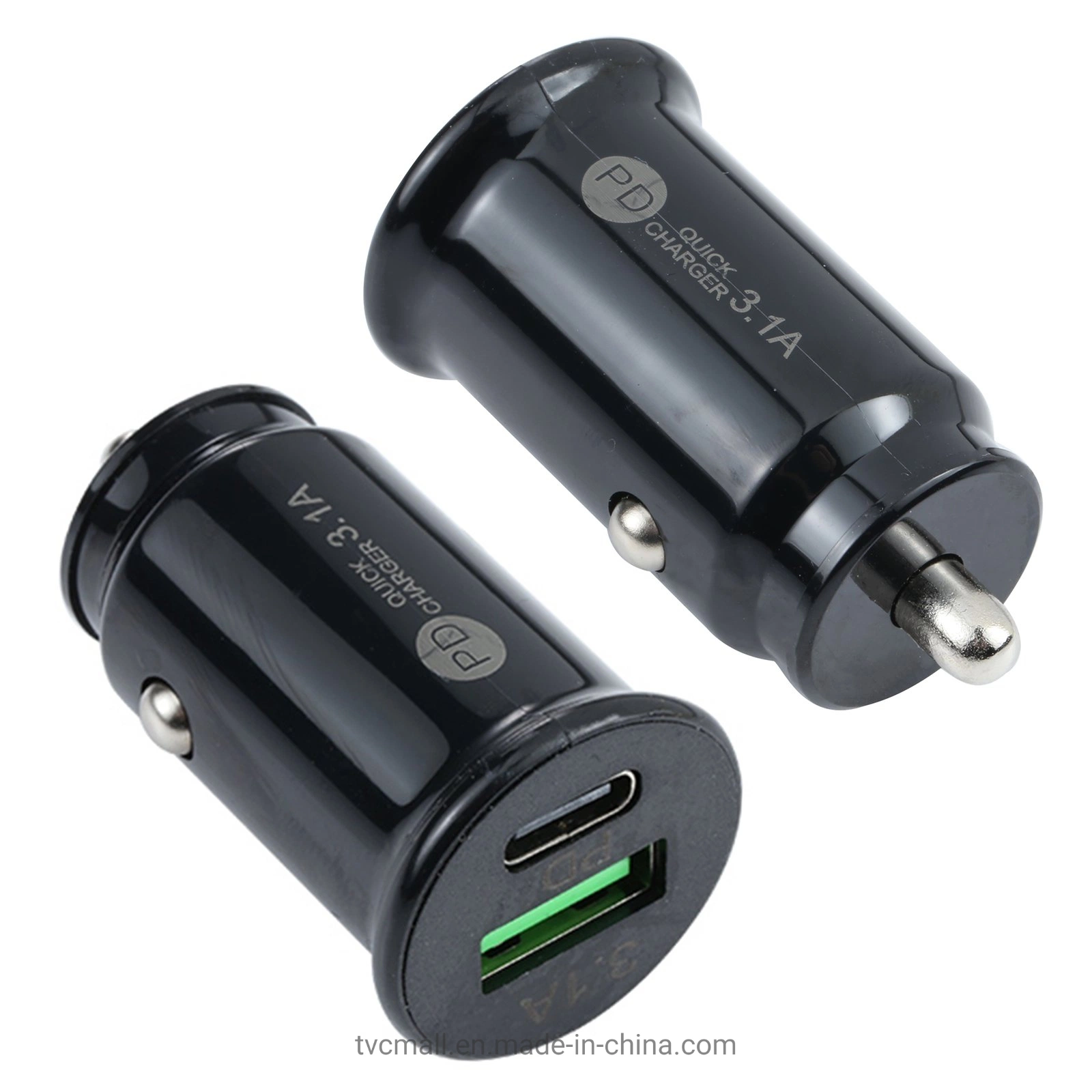 Te-339pd 5V/3.1A ПК C + 3.1A типа Mini USB автомобильное зарядное устройство с двумя портами прикуриватель Быстрая зарядка - черный