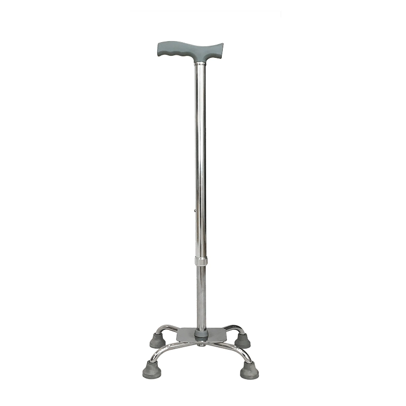 Hq324 Aluminum Adjustable Height Walker Folding Four Legs Walking Aids for Disabled Quad Cane