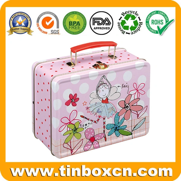 Customize Sandwich Shape Metal Tinplate Lunch Box with Handle